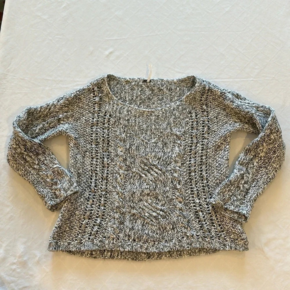 FP Free People sz M Pegasus Yarn West End Marled Gray pullover Sweater medium - Picture 2 of 6
